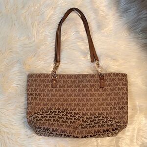 Michael Kors Tan and Brown Logo Tote